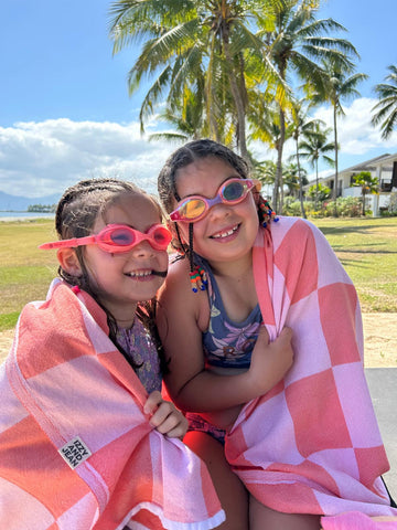 Checkerboard Towel - Coral