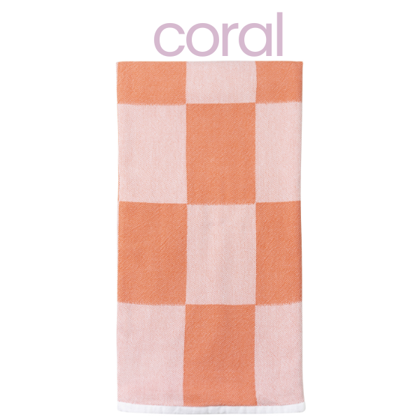 Checkerboard Towel - Coral
