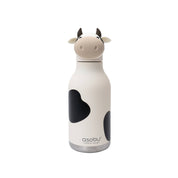 White water bottle with cow design and 'asobu' branding on a white background