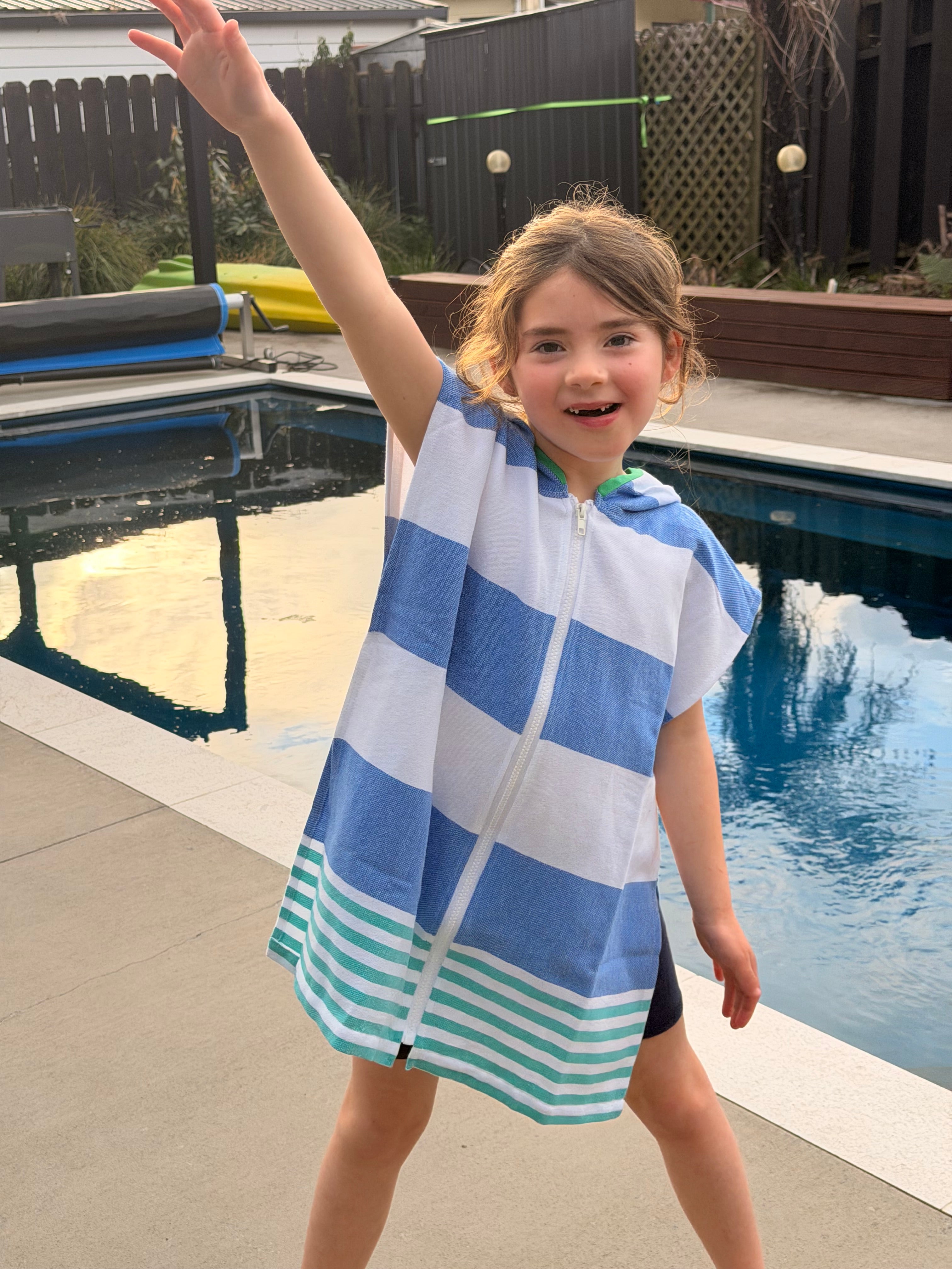 Kids Hooded Towel - Blue Green