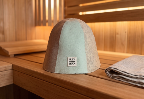 Sauna hat and towel combo