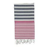 Sofia Turkish Towel  Navy Blue Fuchsia
