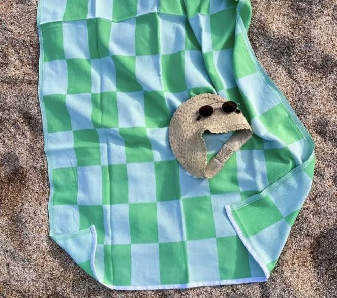 Checkered Turkish towel apple green  - 100% cotton