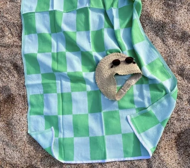 Checkered Turkish towel apple green  - 100% cotton