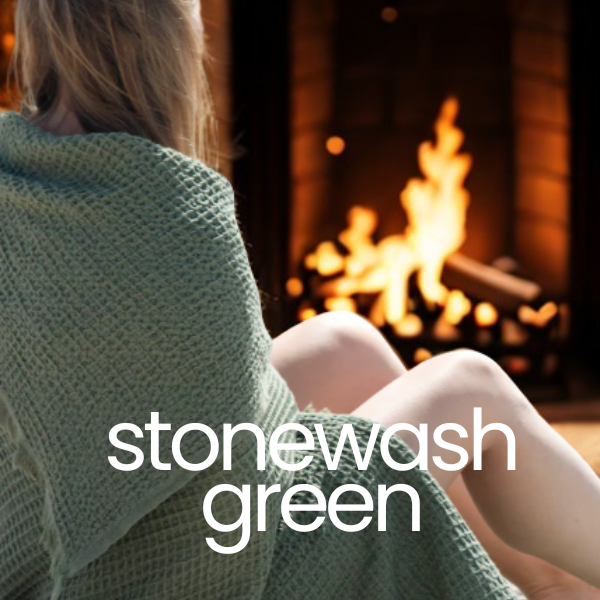 Stonewash Waffle Throw - Green