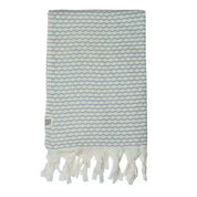 A silver-grey waffle weave bath towel or baby towel, on a white background.